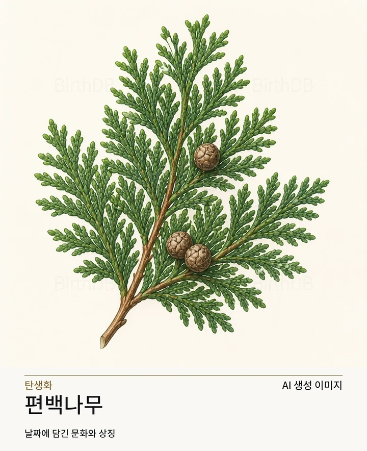 12월 31일 탄생화 편백나무 AI 상징 일러스트