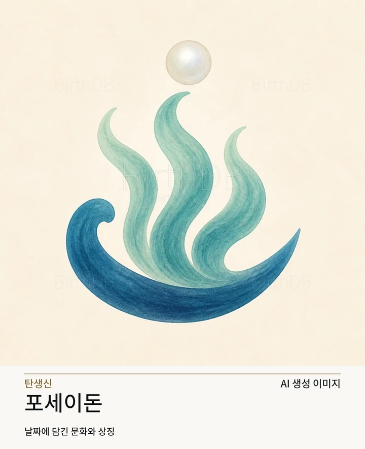 포세이돈 BirthDB AI 상징 일러스트