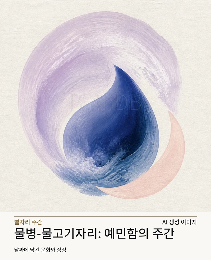 연보라 후광 안에 떠 있는 짙은 푸른 물방울 · AI 생성 이미지