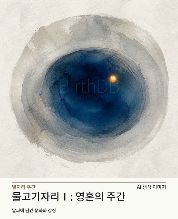 옅은 회색 고리 속 깊은 남색 영혼의 소용돌이 · AI 생성 이미지