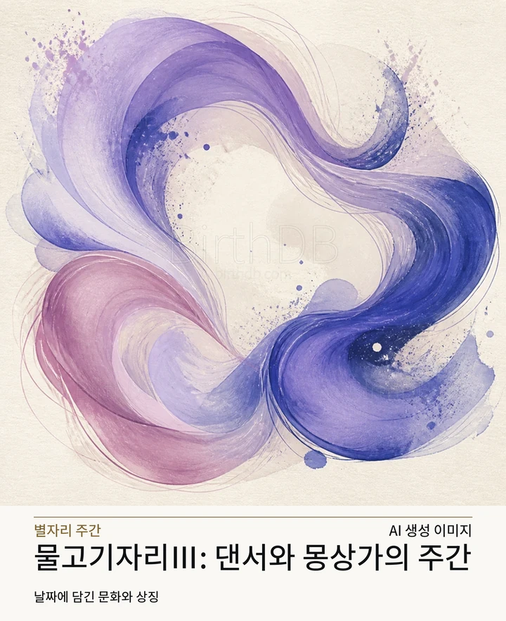 춤추듯 교차하는 보라·파랑 곡선의 흐름 · AI 생성 이미지