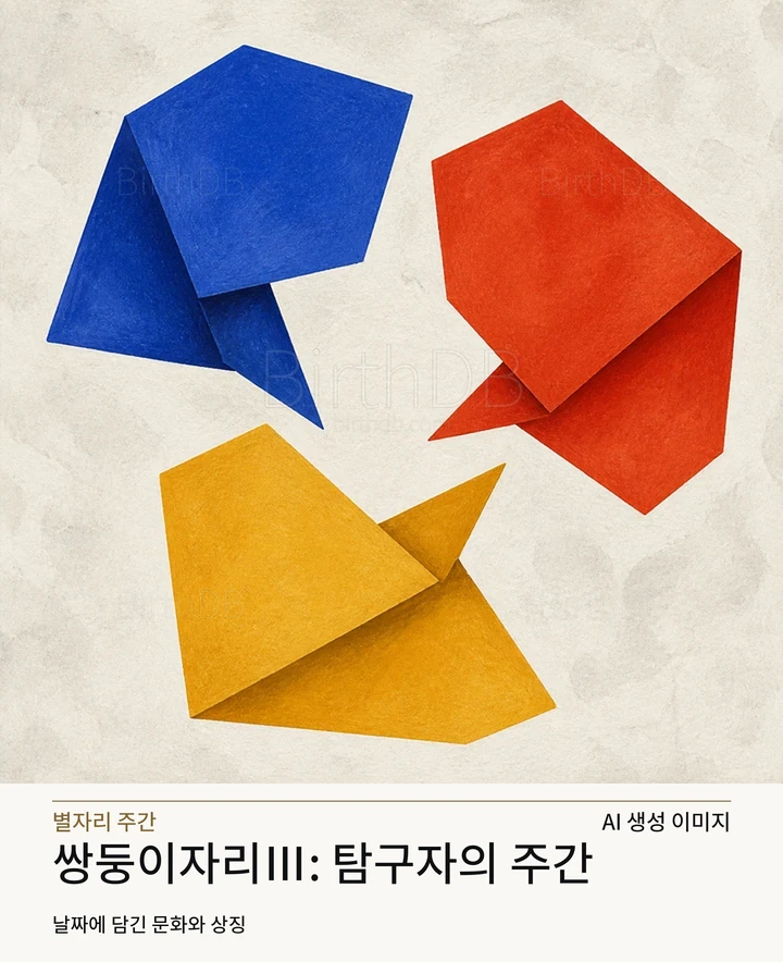 여러 색의 각진 조각이 빈 중심을 탐색하는 구성 · AI 생성 이미지