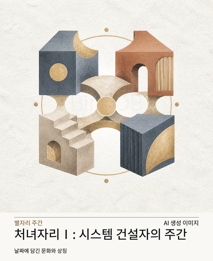 부드러운 연결선으로 이어진 모듈형 색면 구조 · AI 생성 이미지