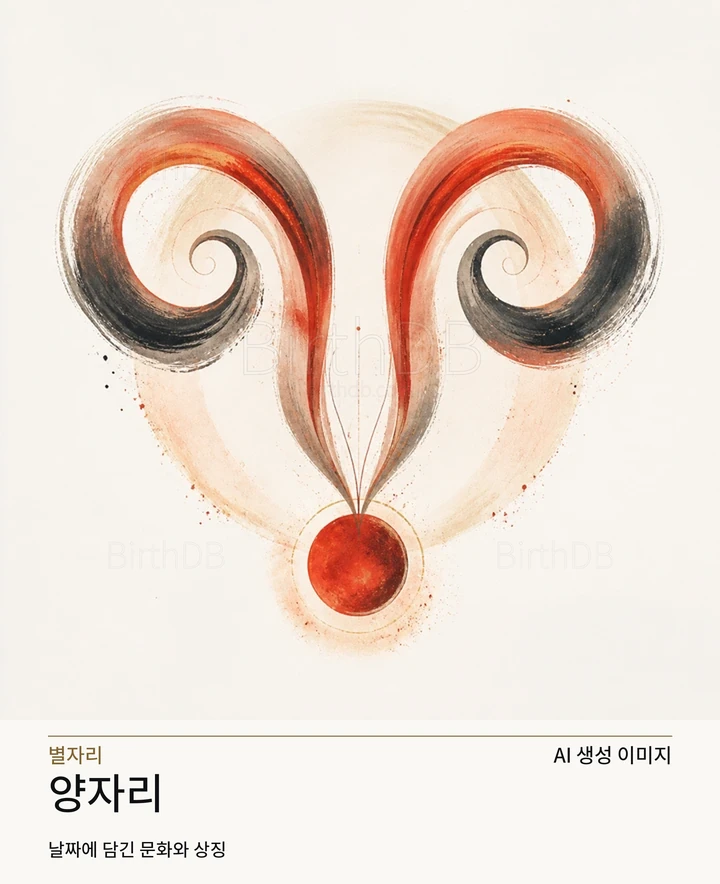 밝은 중성 배경에 중앙 배치된 양자리 추상 별자리 상징 일러스트레이션 · AI 생성 이미지