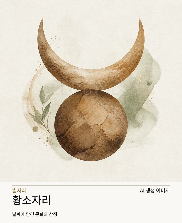 밝은 중성 배경에 중앙 배치된 황소자리 추상 별자리 상징 일러스트레이션 · AI 생성 이미지