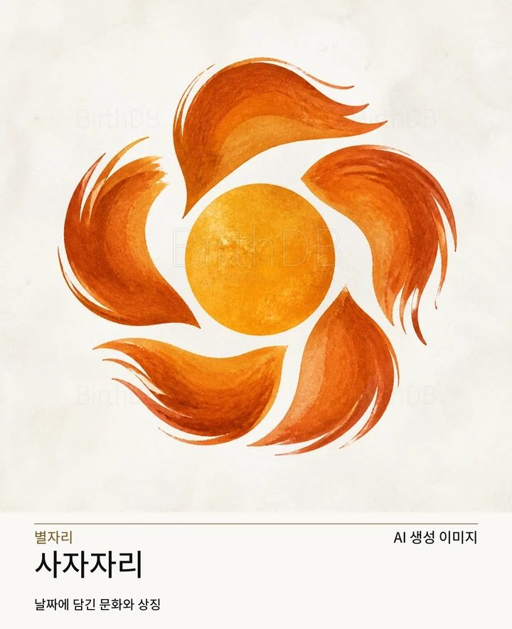 밝은 중성 배경에 중앙 배치된 사자자리 추상 별자리 상징 일러스트레이션 · AI 생성 이미지