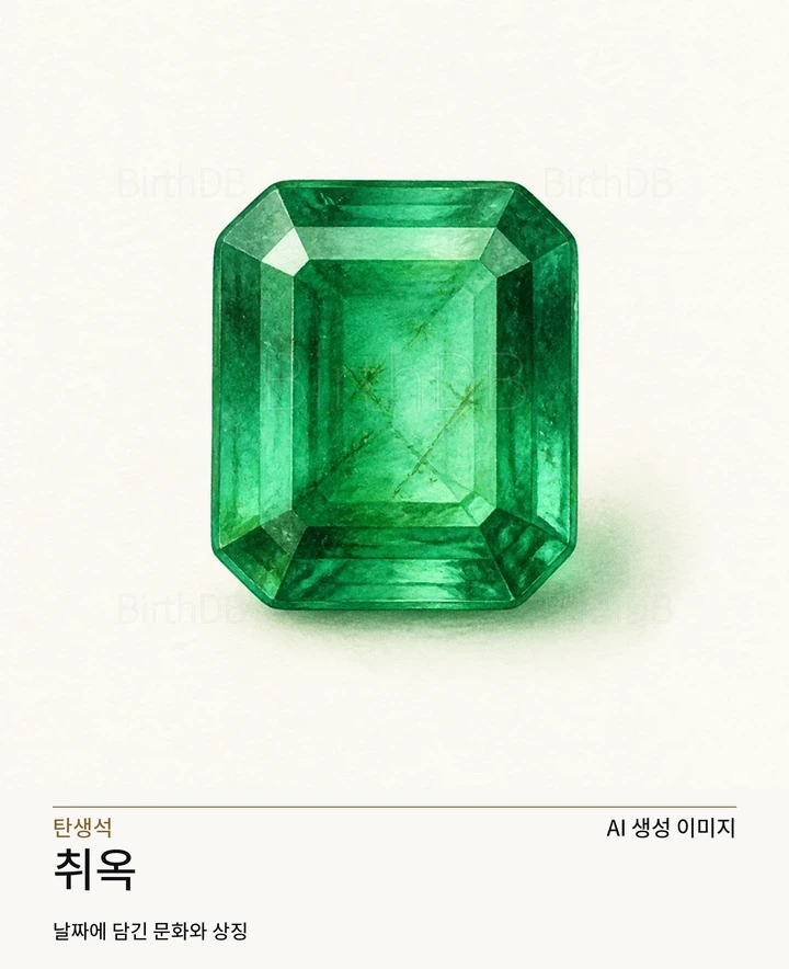 5월 탄생석 취옥 AI 상징 일러스트