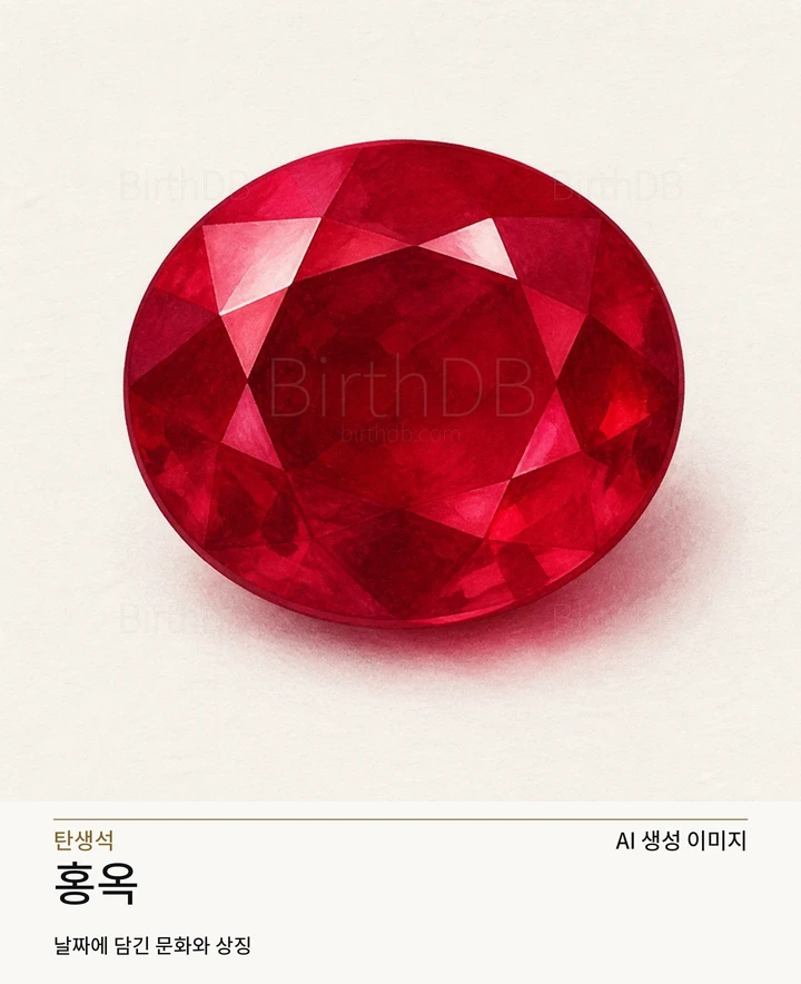 7월 탄생석 홍옥 AI 상징 일러스트