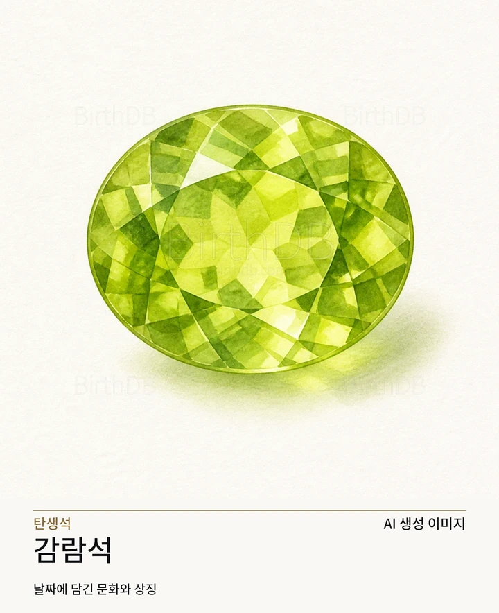 8월 탄생석 감람석 AI 상징 일러스트
