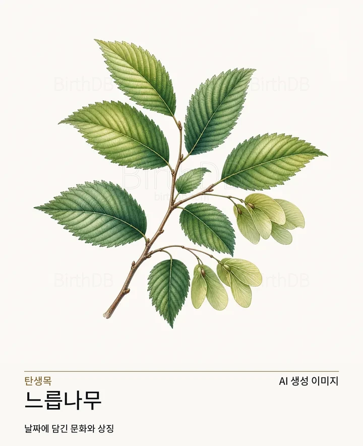느릅나무 탄생목 AI 상징 일러스트
