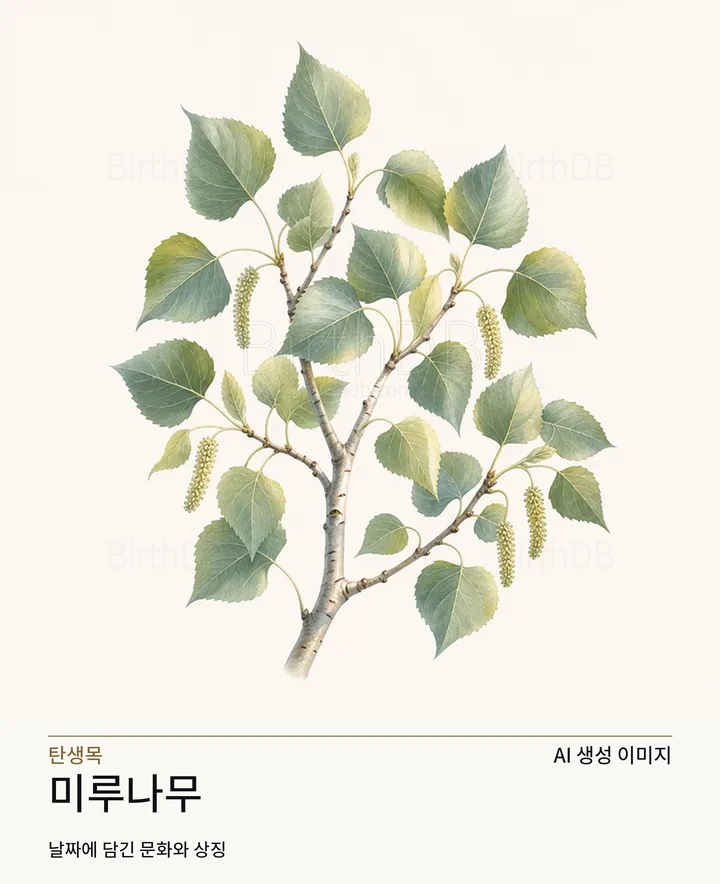 미루나무 탄생목 AI 상징 일러스트