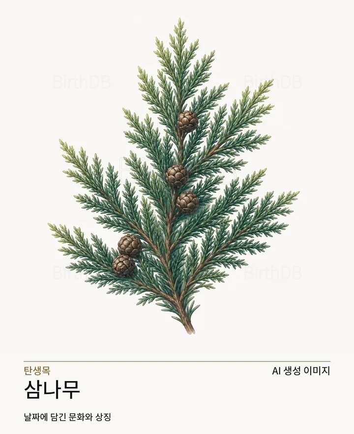 삼나무 탄생목 AI 상징 일러스트