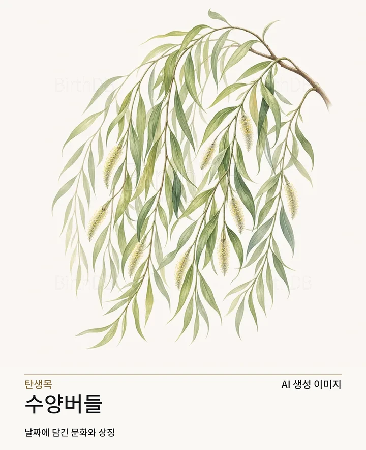 수양버들 탄생목 AI 상징 일러스트