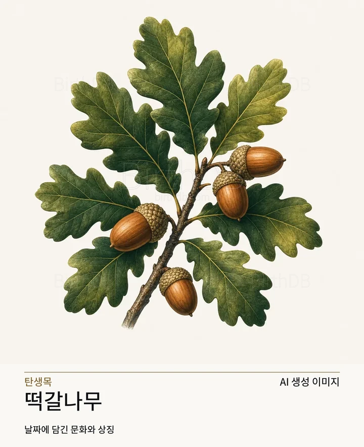떡갈나무 BirthDB AI 상징 일러스트