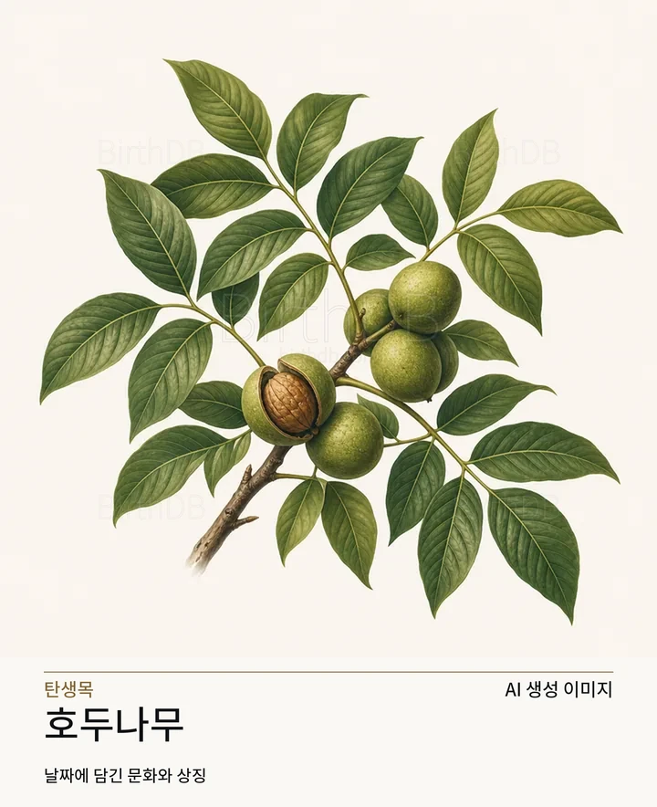 호두나무 탄생목 AI 상징 일러스트