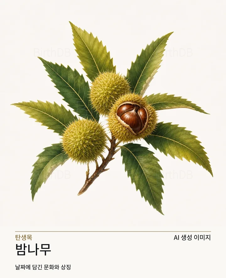 밤나무 탄생목 AI 상징 일러스트