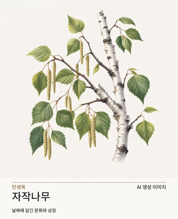 자작나무 탄생목 AI 상징 일러스트