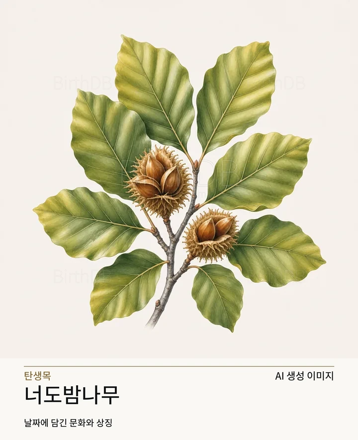 너도밤나무 탄생목 AI 상징 일러스트